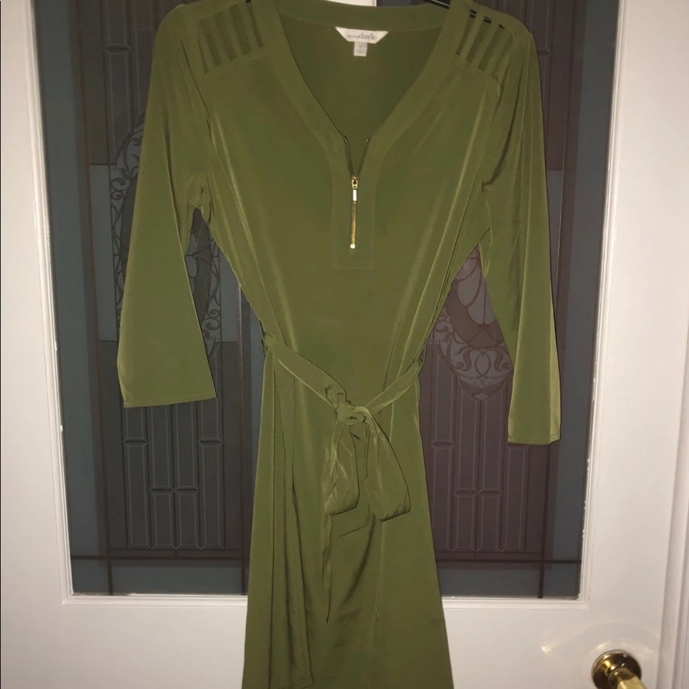 Olive Green Belted Dress